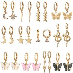 Gold Small Hoop Punk Earrings